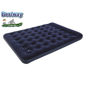 BESTWAY 67226 - Надуваем ДВОЕН дюшек/матрак "Flocked Airbed - Queen" + ВГРАДЕНА помпа, Размери: 203x152x22/28 cm, Цвят: син