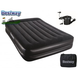BESTWAY 67345 - Надуваем ДВОЕН дюшек/матрак "Premium Sidewinder AC Air Pump - Queen" + помпа на 220V, Размери: 203x152x46 cm, Цвят: черен