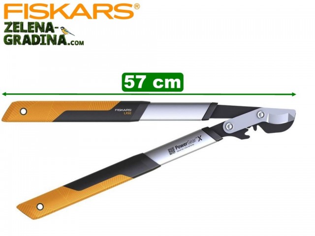 FISKARS 1020186 - Овощарска ножица за клони "Power GearX", Стоманен зъбчат УСИЛВАЩ механизъм, Разминаващи се остриета, Модел: S (LX92), Дължина: 57 cm, Рязане на клони: до Ф 38 mm