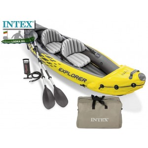 INTEX 68307NP - Надуваем ДВУМЕСТЕН каяк "EXPLORER K2", Размери: 312 x 91 x 51 cm, Товароносимст: 180 кг, С гребла и помпа в комплекта
