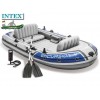 INTEX 68324NP– Надуваема ЧЕТИРИМЕСТНА лодка "EXCURSION 4 " с размери 318x168x44 cm, Товароносимост: 500 кг, С алуминиеви гребла и помпа в комплекта