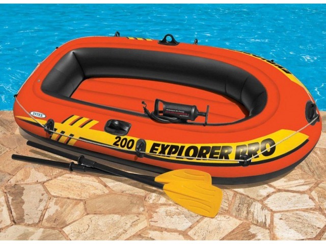 INTEX 758357 - Надуваема ДЕТСКА ДВУМЕСТНА лодка "EXPLORER Pro 200" + гребла и помпа