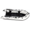 OMEGA - Надуваема ДВУМЕСТНА моторна рибарска лодка с оребрено дъно 280 MV-BA Premium Edition с размери 280x135cm, Товароносимост: 300 кг, Цвят: светло сив, черни аксесоари